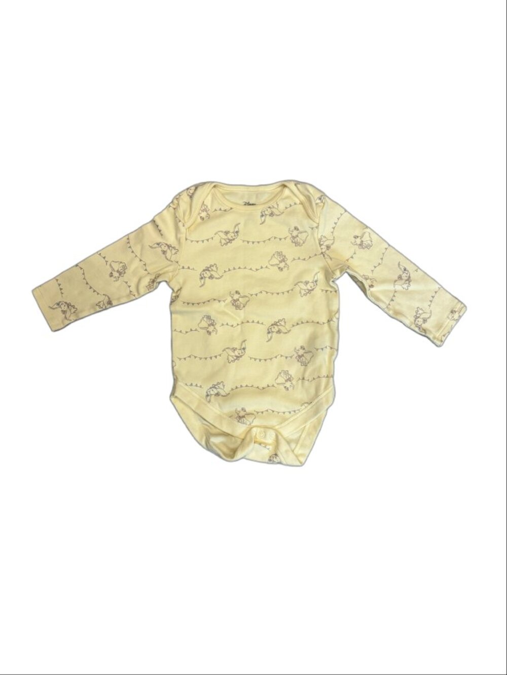 Disney Baby Primark Pastel Yellow Dumbo Long Sleeve Bodysuit (Size 12-18M)